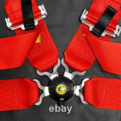RED OMP 4 Point 3 Racing Seat Belt Quick Release Seatbelt Snap-On Harness