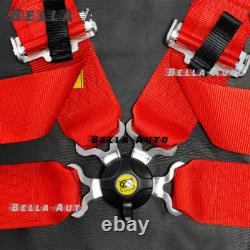 RED OMP 4 Point 3 Racing Seat Belt Quick Release Seatbelt Snap-On Harness