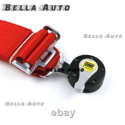 RED OMP 4 Point 3 Racing Seat Belt Quick Release Seatbelt Snap-On Harness