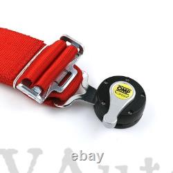 RED OMP 4 Point 3 Racing Seat Belt Quick Release Seatbelt Snap-On Harness