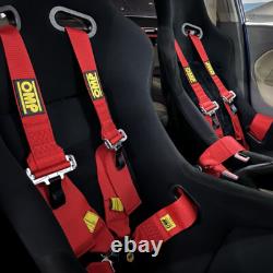 RED OMP 4 Point 3 Racing Seat Belt Quick Release Seatbelt Snap-On Harness