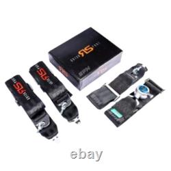 RS Racing Black Seat Belt Harness 4 Point 3 Snap On Sports Cam Lock Universal