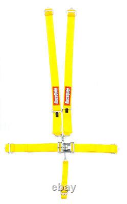 Racequip 711031RQP 5pt Harness Set L&L Yellow SFI Seat Belt Retractor Release So