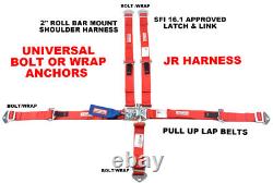 Racer Direct Q-m Racing 2 Harness Sfi 16.1 5 Point Latch & Link Seat Belt Red