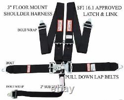 Racerdirect New Sfi 16.1 Latch & Link 5 Point Racing Harness Seat Belt Black