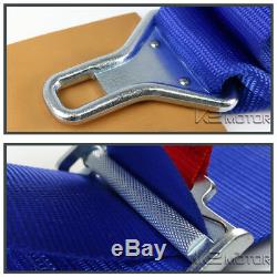 Racing Harness Safety Seat Belt Buckle 5 Point Latch and Link 2PC Blue Nylon