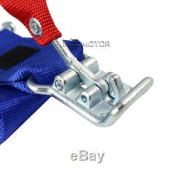 Racing Harness Safety Seat Belt Buckle 5 Point Latch and Link 2PC Blue Nylon