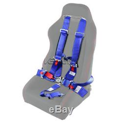 Racing Harness Safety Seat Belt Buckle 5 Point Latch and Link 2PC Blue Nylon