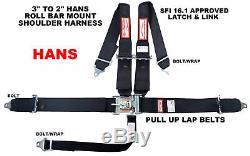 Racing Harness Seat Belt Hans 5 Point Black Sfi 16.1 Latch Racerdirect Pull Up