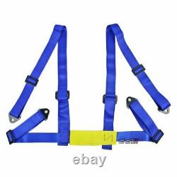 Racing Sports 4 Point 2 Inch Harness Seat Belt Safety Belt Blue 1 Pair