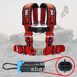 Red 3 4-Point Safety Harness with Bypass Override Plug for Most Can-Am UTVs
