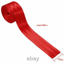 Red 3.6M Harness 3 Point Auto Car Racing Nylon Safety Retractable Lap Seat Belt