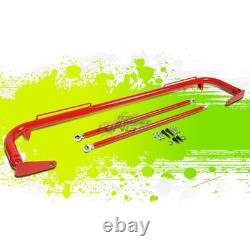 Red 49 Adjustable Mild Steel Safety Seat Belt Harness Bar with Support Rods