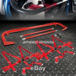 Red 49stainless Steel Harness Bar+red 6-pt Shoulder Strap Camlock Seat Belt