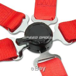 Red 49stainless Steel Harness Bar+red 6-pt Shoulder Strap Camlock Seat Belt