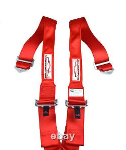 Red Hans Safety Race Harness Cam Lock Racing Sfi 16.1 5 Point Seat Belt