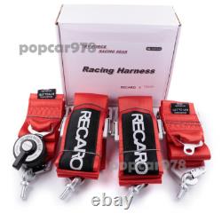 Red RECARO 4 Point 3 Racing Seat Belt Quick Release Seatbelt Snap-On Harness
