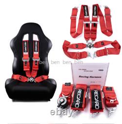 Red RECARO 4 Point 3 Racing Seat Belt Quick Release Seatbelt Snap-On Harness