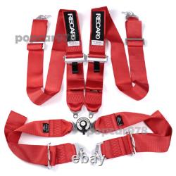Red RECARO 4 Point 3 Racing Seat Belt Quick Release Seatbelt Snap-On Harness
