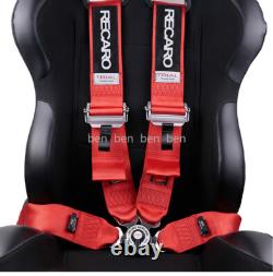 Red RECARO 4 Point 3 Racing Seat Belt Quick Release Seatbelt Snap-On Harness