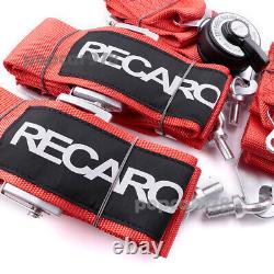 Red RECARO 4 Point 3 Racing Seat Belt Quick Release Seatbelt Snap-On Harness