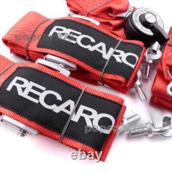 Red RECARO 4 Point 3 Racing Seat Belt Quick Release Seatbelt Snap-On Harness