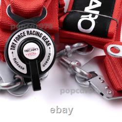 Red RECARO 4 Point 3 Racing Seat Belt Quick Release Seatbelt Snap-On Harness