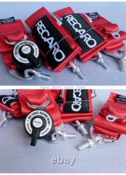 Red RECARO 4 Point 3 Racing Seat Belt Quick Release Seatbelt Snap-On Harness Red RECARO 4 Point 3 Racing Seat Belt Quick Release Seatbelt Snap-On Harness