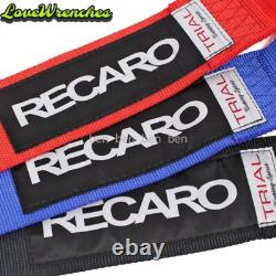 Red RECARO 4 Point 3 Racing Seat Belt Quick Release Seatbelt Snap-On Harness