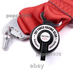 Red RECARO 4 Point 3 Racing Seat Belt Quick Release Seatbelt Snap-On Harness