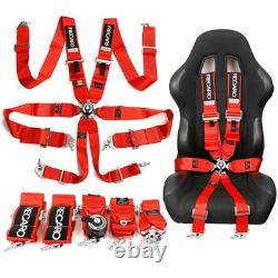 Red RECARO 6 Point 3 Racing Seat Belt Quick Release Seatbelt Snap-On Harness
