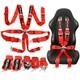 Red RECARO 6 Point 3 Racing Seat Belt Quick Release Seatbelt Snap-On Harness