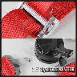 Red Racing Seats with Slider+Pair 4 Point Camlock Harness Seat Belts