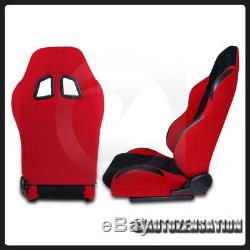 Red Racing Seats with Slider+Pair 4 Point Camlock Harness Seat Belts