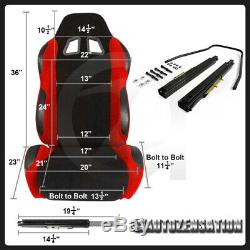 Red Racing Seats with Slider+Pair 4 Point Camlock Harness Seat Belts