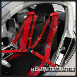 Red Racing Seats with Slider+Pair 4 Point Camlock Harness Seat Belts