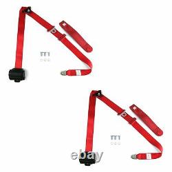 Red Retractable Front Shoulder Seat Belt JP CJ YJ Wrangler 82-95 3 Point Pair