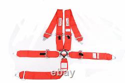 Red Safety Harness 5 Point Racing Seat Belt 3 Sfi 16.1 Cam Lock Roll Bar Mount