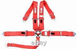 Red Seat Belt Racing Harness 5 Point 3 Cam Lock Sfi 16.1 Snap In Anchors