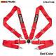 Red Universal 4-Point 3 Nylon Strap Harness Safety Camlock Racing Seat Belt