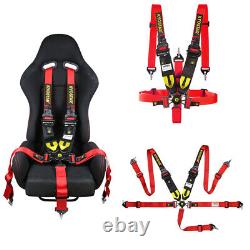 Red Universal Heavy-Duty 5Point Camlock Quick Release Seat Belt Safety Harness