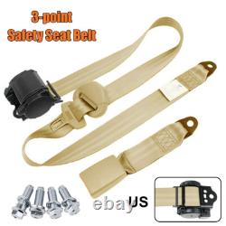 Retractable 3 Point Safety Seat Belt Straps Car Vehicle Adjustable Belt Kit