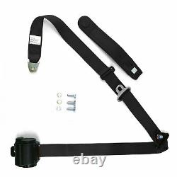 Retro Seat Belt Harness 3-Point RETRACTABLE Toyota Jeep VW Ford BMW EURO Black