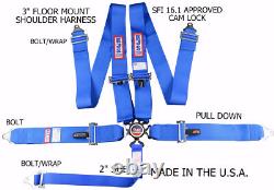 Rjs Racing Sfi 16.1 Cam Lock 5 Pt Seat Belt Harness Floor Mount Blue 1034103