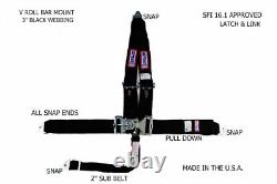 Rjs Racing Sfi 16.1 Latch & Link Snap 5 Point Seat Belt V Harness Black 1125501