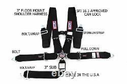 Rjs Sfi 16.1 Cam Lock 5 Pt Seat Belt Harness Chest Strap Bolt In Black