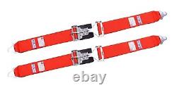 Road Rally Drag Racing Red 3 Wide Harness Seat Belts Pair Lh&rh
