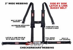 Rzr Seat Belt Harness 2 New Race Harness 4 Point Latch Type Black Checkerboard