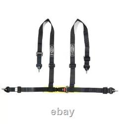 SAAS Racing Seatbelt Harness 4 Point Black ECE-R16 Compliant 2 Snap Hook Clip