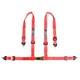 SAAS Racing Seatbelt Harness 4 Point Red ECE-R16 Compliant 2 Snap Hook Clip